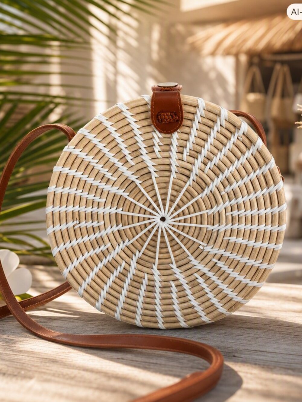 Woven Rattan Canteen Crossbody Bag NWOT
